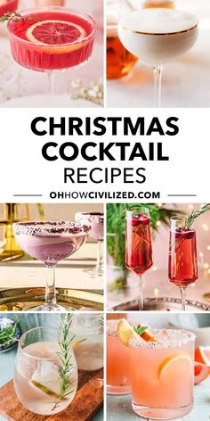 christmas cocktails with text overlay that reads, christmas cocktail recipes on the bottom