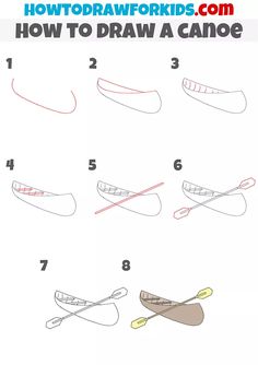 how to draw a canoe step by step instructions for kids and beginners in this video, you will learn how to draw a canoe