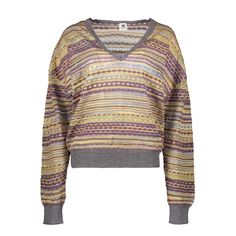 Experience luxurious comfort and style with this Missoni V-Neck Yellow Women's Sweater! Crafted from a blend of high-quality materials including cotton, wool, mohair, and polyamide, this sweater will keep you warm and cozy while also looking fashion-forward. The V-neckline and long sleeves add a touch of elegance and versatility to this must-have piece. Don't miss out on adding this unique and beautiful sweater to your wardrobe. Luxury Cotton Long Sleeve V-neck Sweater, Luxury Mohair V-neck Sweater, Missoni Sweaters, Girls Ankle Boots, Mario Valentino, Versace Collection, Timberlands, Beautiful Sweater, Armani Jeans