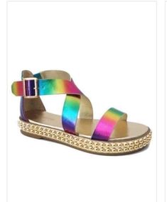 Rainbow sandal Rainbow Sandals, Sandals Gold, Flatform Sandals, Womens Sandals Wedges, Sandals For Sale, Womens Sandals Flat, Beach Shoes, Comfortable Sandals, Womens Clogs