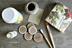 craft supplies laid out on top of a table