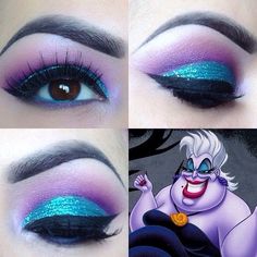 Ursula Costume Makeup, Ursula Halloween, Disney Princess Eyes, Princess Eyes, Ursula Makeup, Ursula Cosplay, Little Mermaid Makeup, Disney Eye Makeup, Fairy Make-up