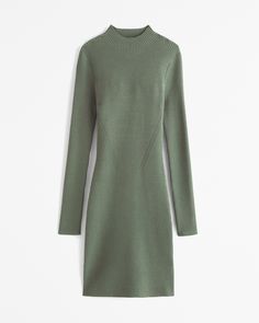 Women's The A&F Paloma Long-Sleeve Mini Dress | Women's Dresses & Jumpsuits | Abercrombie.com Fall Stretch Sweater Dress Midi Length, Chic Sweater Dress With Ribbed Neckline For Fall, Chic Fall High Neck Long Sleeve Dress, Knit Stretch Turtleneck Dresses, Stretch Knit Turtleneck Dress, Stretch Turtleneck Knit Dresses, Winter Long Sleeve Bodycon Dress, Winter Long Sleeve Stretch Mini Dress, Fall Bodycon Turtleneck Sweater Dress