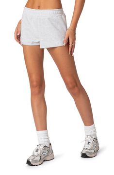 The relaxed fit and muted hue of these cotton-blend shorts make them the perfect building block for any outfit. 50% cotton, 50% polyester Machine wash, dry flat Imported Grey Sweat Shorts, Cute Sweats, Soffe Shorts, Girl Shorts, California Girl, Comfy Shorts, Lounge Shorts, Sweat Shorts, Cute Shorts