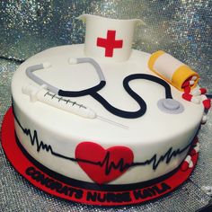 a cake that is decorated with medical equipment