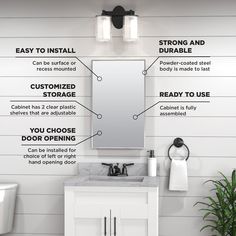 a bathroom vanity with instructions on how to install it