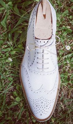 Designer Men White Color Wing Tip Brogue Lace up Leather Dress Formal Shoe sold by LeatherWear2016 on Storenvy White Wingtip Oxfords For Office, Fitted White Leather Shoes With Brogue Detailing, White Brogue Oxfords For Office, Semi-formal White Oxfords With Brogue Detailing, White Brogue Oxfords For Semi-formal Occasions, White Oxfords With Brogue Detailing For Semi-formal Occasions, White Brogue-detailed Oxfords For Semi-formal Occasions, Semi-formal White Goodyear Welted Leather Shoes, White Goodyear Welted Leather Shoes For Semi-formal Occasions