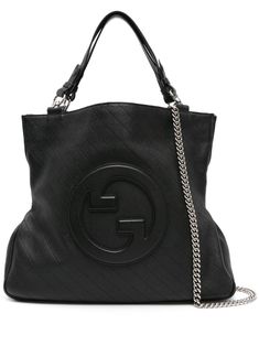 black leather diagonal stripe pattern signature Interlocking G logo concealed magnetic fastening two top handles chain-link shoulder strap partitioned compartment internal zip-fastening pocket canvas lining silver-tone hardware Diagonal Stripes Pattern, House Gate, Gucci Tote Bag, Gucci Designer, G Logo, Gucci Tote, Tote Bag Black, Chanel 2, Iconic Bags