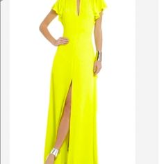 Bcbgmaxazria Juliana Evening Gown, Maxi Length, New With Tags, Worn Once, Like New/Exciting Condition, Zippered Back. Yellow Maxi Length Evening Dress For Party, Chic Yellow Maxi Dress For Wedding, Formal Yellow Maxi Dress, Yellow Formal Evening Dress For Summer, Chic Yellow Maxi Dress For Formal Occasions, Elegant Yellow Floor-length Maxi Dress, Fitted Yellow Evening Dress For Formal Occasions, Yellow Floor-length Dress For Night Out, Yellow Fitted Formal Evening Dress