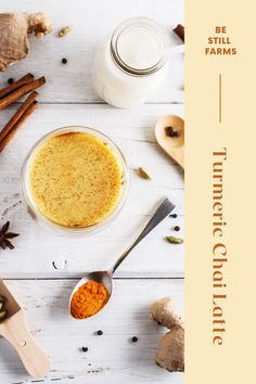 the ingredients to make this homemade condiment are displayed on a white table