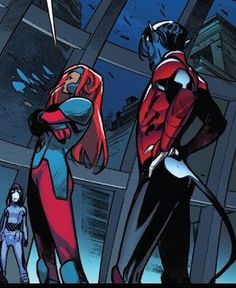 an image of two superheros standing in front of a window with the word x - men written on it