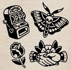 an old school tattoo design with different designs on it