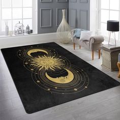 Galaxy Floor, Moon Rug, Boho Celestial, Dorm Living Room, Bohemian Living Rooms, Dorm Living, Rug For Bedroom, Bohemian Living