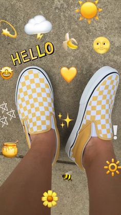 Vans Shoes Fashion, Vans Aesthetic, Cute Vans, Yellow Vans, Shoes Wallpaper, Artsy Pictures, Vsco Girl, Custom Vans