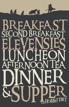 the breakfast poster is shown in black and white with words that read, luncheon after noon tea dinner & supper