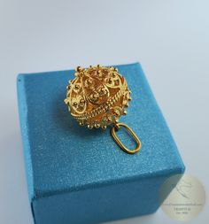 "This is largest size of our filigree ball pendants in 14k gold ★ Traditional Croatian filigree pendant, handcrafted in solid 14 k gold. Versatile to wear with any outfit, and perfect for any occasion. Elongated chain bail makes it suitable to combine with most styles of gold chains or leather cords. Replica of the 19th century ethnic, heritage Croatian jewelry from Dubrovnik - Dalmatia region.★ *Handmade on order in 7-10 business days * Due to the handmade creation, every piece is unique, so th 22k Gold Filigree Ring For Gifts, Ornate 22k Gold Pendant Jewelry, Traditional Yellow Gold Filigree Ring For Formal Events, Traditional Yellow Gold Filigree Ring For Formal Occasions, Traditional Gold Filigree Ring For Formal Occasions, Gold Traditional Filigree Ring For Formal Events, 22k Gold Filigree Round Jewelry, 22k Gold Filigree Jewelry, 22k Gold Filigree Ring Gift