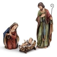 the nativity scene includes a baby jesus and mary