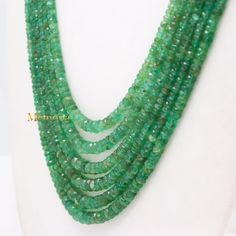 Faceted Rondelle Emerald Gemstone Beaded Necklace, 24 Inches Long Beaded Necklace, Necklace Beads, Faceted Gemstone, Birthday Gifts  Gemstone Details : ✦ Gemstone : Emerald  ✦ Gemstone Shape : Rondelle ✦ Strand  : 6 Strand  ✦ Necklace Length : 24 Inch  ✦ Total Weight : 543 CT's  CUSTOMISATION DETAILS : We can customize any piece of fine jewelry. You can simply message us on Etsy or drop a text at +91-7357229656 (WhatsApp/iMessage) to let us know about all the customization you want. Customizatio Gemstone Beaded Necklaces For Jewelry Making, Green Faceted Beaded Necklaces, Rondelle Beads For Jewelry Making, Green Beaded Rondelle Necklaces, Rondelle Polished Beads Necklace For Jewelry Making, Green Rondelle Beaded Necklaces With Polished Beads, Green Gemstone Rondelle Beads, Rondelle Polished Beads For Jewelry Making, Emerald Necklace With Faceted Round Beads For Jewelry Making