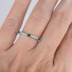 This is a lab created green emerald and cubic zircon ring in 925 sterling silver. This ring is marked S925 Sapphire ring: www.etsy.com/listing/928146348/half-eternity-sapphire-wedding-ring-blue?ga_search_query=sapphire&ref=shop_items_search_12&crt=1 I accept custom making order.Please contact me if you need this service. This ring is closed ring.If you want a matching band,you can ask me custom make it. For all the jewelries,there is a 14 days money back guarantee.You can return it in th Green Diamond Channel Set Rings, Green Round Diamond Ring With Channel Set, Green Cubic Zirconia Emerald Promise Ring, Green Emerald Cut Rings With Half Eternity, Fine Jewelry Green Channel Set Ring, Green Half Eternity Fine Jewelry Band, Green Cubic Zirconia Diamond Promise Ring, Green Emerald Eternity Band With Emerald Cut, Green Cubic Zirconia Emerald Birthstone Ring