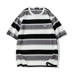 Harajuku Clothes, Mens Stripes, Couple T-shirt, Streetwear Y2k, Street Wear Urban, Style Streetwear, Color Shorts, Dream Clothes, Striped Tee