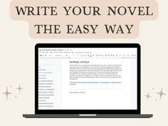 a laptop with the words write your novel the easy way