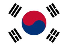 the flag of south korea with four black and red stripes on it's sides