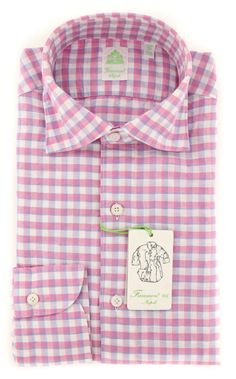 eBay Store About Us Feedback Add Us to Favorite Seller Finamore Napoli shirts ALL Shirts ALL Finamore Napoli INVENTORY New $375 Finamore Napoli Pink Check Shirt - Extra Slim - 14.5/37 - (F112182) if you have any questions about this item please contact us General Info Our Item Number: FN-M-TOKYO-81228-02-LUIGI-Z Retail Price: $375 Brand: Finamore Napoli Condition: New Fit: Extra Slim Made In: Italy Fabric Info Color: Pink Pattern: Check Pattern Color: Light Blue, White Fabric Content: 50% Cotton Designer Fitted Summer Shirt, Designer Fitted Shirt For Summer, Summer Pink Cotton Dress Shirt, Spring Slim Fit Pink Dress Shirt, Classic Slim Fit Pink Dress Shirt, Pink Check Shirt, Blue White Fabric, Pink Button-up Shirt With Placket, Pink Cotton Button-up Dress Shirt