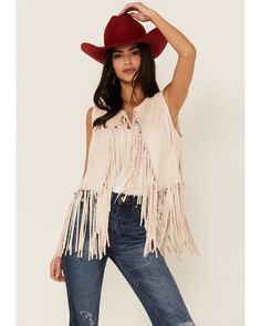 Tasha Polizzi Women's Magnolia Beaded Fringe Vest, White Womens Western Vest, Western Vest, Tasha Polizzi, White Crow, Fringe Vest, Velvet Heart, Suede Material, Beaded Fringe, Ranch Style