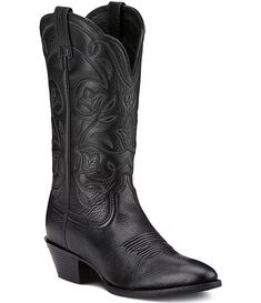 Ariat Women's Heritage R Toe Leather Western Boots | Dillard's Leather Knee-high Boots With Wide Calf And Snip Toe, Western Wide Calf Snip Toe Boots, Classic Leather Mid-calf Boots, Leather Work Boots For Rodeo With Snip Toe, Leather Snip Toe Work Boots For Rodeo, Leather Knee-high Boots For Ranch, Classic Snip Toe Work Boots For Rodeo, Classic Wide Calf Heeled Boots With Snip Toe, Classic Boots With Reinforced Heel And Snip Toe