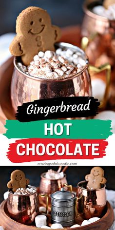 Gingerbread hot chocolate served in mugs with lots of mini marshmallows and a gingerbread cookie Slow Cooker Christmas, Best Hot Chocolate Recipes, Fall Eats, Best Chocolate Desserts, Hot Chocolate Recipe, Holiday Favorite Recipes, Beverage Recipes