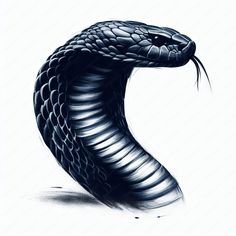 a black and white drawing of a snake