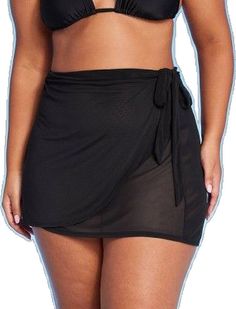 Lightweight Black Summer Bottoms, Lightweight Black Bottoms For Summer, Black Wrap Sarong For Summer, Black Nylon Skort For Summer, Fitted Wrap Skirt For Summer, Beachwear Nylon Swim Skirt For Vacation, Black Swim Skirt For Poolside Spring Season, Fitted Wrap Cover-up For Summer, Black Swim Skirt For Summer Beach Cover-up