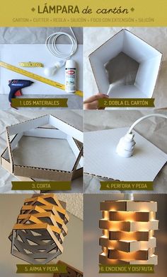 instructions to make a lamp out of cardboard boxes