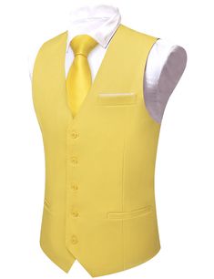 Brand: Barry Wang What You Get: Single Design Vest Excellent Quality: Made from breathable Material, it can make you feels very comfortable & soft, not easy to deform. It is an excellent choice for any season days. Size: NOT US/EUR Size! Please check our size chart carefully before purchase. Match Tips: Necktie/Bowtie/Shirt/Suit/Tuxedo/Coat/Pants/Leather Shoes, make you look eye-catching and handsome.This suit vest perfect for all occasions season, such as Business, Wedding, Banquet, Date, Worki Elegant V-neck Solid Color Vest, Yellow V-neck Vest For Summer, Yellow Waistcoat Men, Yellow Stretch Vest, Yellow V-neck Summer Vest, Gold Vest, Burgundy Vest, Champagne Shirt, Wedding Vest