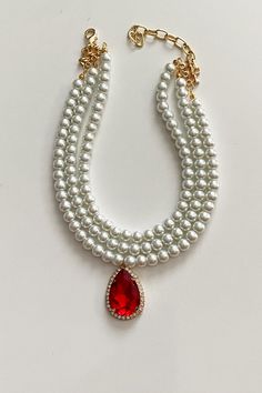 Glass pearls are used.  The length of the necklace is 13.8  inch, it is choker style.  First class coatings are used in our products, they are anti-allergic and harmless to human health. Valentine's Day Pearl Necklace For Party, Red Pearl Necklace For Party, Elegant Wedding Choker For Valentine's Day, Red Pearl Chain Necklace For Party, Red Pearl Necklaces For Valentine's Day, Red Pearl Necklaces For Party, Party Red Pearl Necklaces, Red Pearl Necklace With Pearl Drop, Red Choker Bridal Necklace For Celebration