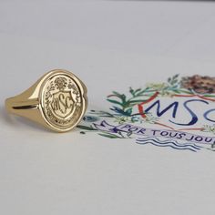 Frame Signet | Over The Moon Stacked Diamond Bands, Gold Class, Monogram Ring, Signet Rings, Gold Signet Ring, Professional Jewelry, Dope Jewelry, Classy Jewelry, Heritage Fashion