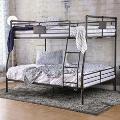 Olga Antique Black Full/Queen Bunk Bed - Ornate Home Full Over Queen Bunk Bed, Queen Bunk Bed, Bed Antique, Bunk Bed Sets, Adult Bunk Beds, Queen Bunk Beds, Modern Bunk Beds, Bunk Beds With Stairs, Space Bedding