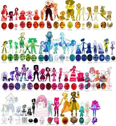 an image of many different cartoon characters and their respective colors in the style of cartoons