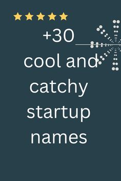 the words,'30 cool and catchy start up names'are written in white on