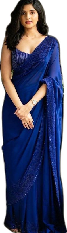 Latest Fancy Sarees, Blue Colour Saree, Dance Reels, Saree Pose, Blouses Designs, Saree Wearing, Sarees For Girls, Simple Saree Designs, Sari Design