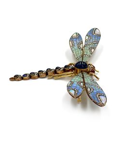 Pre-owned antique, circa 1880-1910, 18K yellow gold and silver handmade dragonfly brooch/pendant slide with sapphire, opal, ruby and diamond. 💕 See more vintage and estate jewelry here 🌈 Massoyan Jewelers since 1993 ✈️ Free shipping at checkout ☎️ Call 201-722-0216 with questions 💭 Chat with us live! Bottom right corner of your screen Dragonfly Brooch Jewelry As A Gift, Dragonfly Brooch Jewelry For Gift, Dragonfly Brooch Jewelry Gift, Luxury Jeweled Brooches As Gift, Luxury Jeweled Brooches For Gift, Bijoux Art Nouveau, Dragonfly Brooch, Jewelry Board, Dragonfly Jewelry