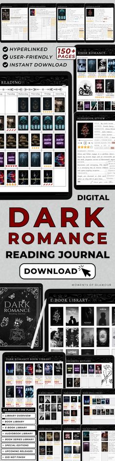 the dark romance reading journal is open and ready to be used as an interactive book