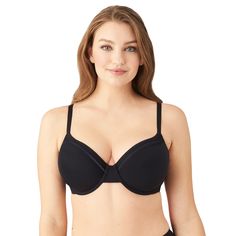 PRICES MAY VARY. Seamless underwire convertible t-shirt bra Smooth, marshmallow foam cups covered with soft stretch fabric Foam cups provide shaping and a subtle boost Fully adjustable stretch straps with J-Hook converts to racerback. Additional layer of fabric in back and band for enhanced support in larger sizes Most Comfortable Bra, Geometric Lace, Comfy Bra, Bra Size Charts, Perfect Bra, Comfortable Bras, Everyday Bra, Lace Inset, Womens Bras