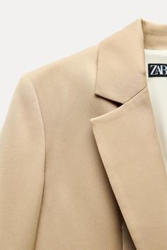 OVERSIZED SATIN EFFECT BLAZER - taupe brown | ZARA United States Beige Long Sleeve Blazer With Single Button, Beige Single Button Blazer With Long Sleeves, Business Casual Blazer With Structured Shoulders And Long Sleeves, Beige Collared Blazer For Work, Zara Long Sleeve Single Breasted Blazer, Beige Collared Blazer For Workwear, Zara Formal Long Sleeve Blazer, Spring Long Sleeve Outerwear With Structured Shoulders, Zara Single Breasted Long Sleeve Blazer