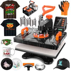 an assortment of items that include t - shirts, gloves, and other household appliances