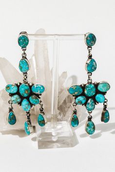 Sunwest Jewerly Silver / Turquoise Viho Statement Turquoise Earrings Bohemian Gemstone Chandelier Earrings, Traditional Turquoise Dangle Chandelier Earrings, Monarch Wedding, Witcher Geralt, Turquoise Stone Jewelry, Style Lookbook, Real Turquoise, Indigenous Culture, Southwestern Jewelry