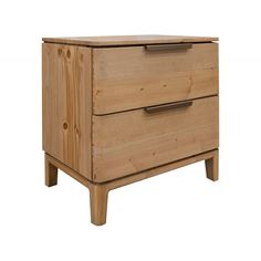 a wooden dresser with two drawers on one side and an open drawer on the other