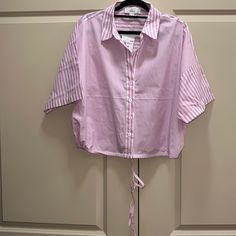 New Forever 21 Striped Shirt, Size 2x, Never Worn, Tags Still Attached, Colors Include Pink & White, Button Down Shirt With String At Bottom For Option To Adjust At Waist, Has A Collar, Will Come From A Pet/Smoke Free Home Fyi, Can Be Cropped Based On Your Height Forever 21 Relaxed Fit Short Sleeve Tops, Forever 21 Short Sleeve Blouse For Day Out, Trendy Cropped Shirt For Spring Daywear, Forever 21 Collared Summer Tops, Forever 21 Cotton Shirt For Spring, Forever 21 Shirt For Spring Day Out, Forever 21 Relaxed Fit Cotton Tops, Forever 21 Collared Tops For Summer, Trendy Spring Shirt From Forever 21