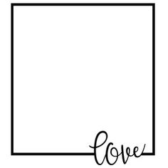 a black and white photo frame with the word love written in cursive writing