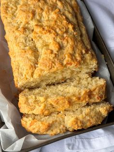 a loaf of bread sitting on top of a pan